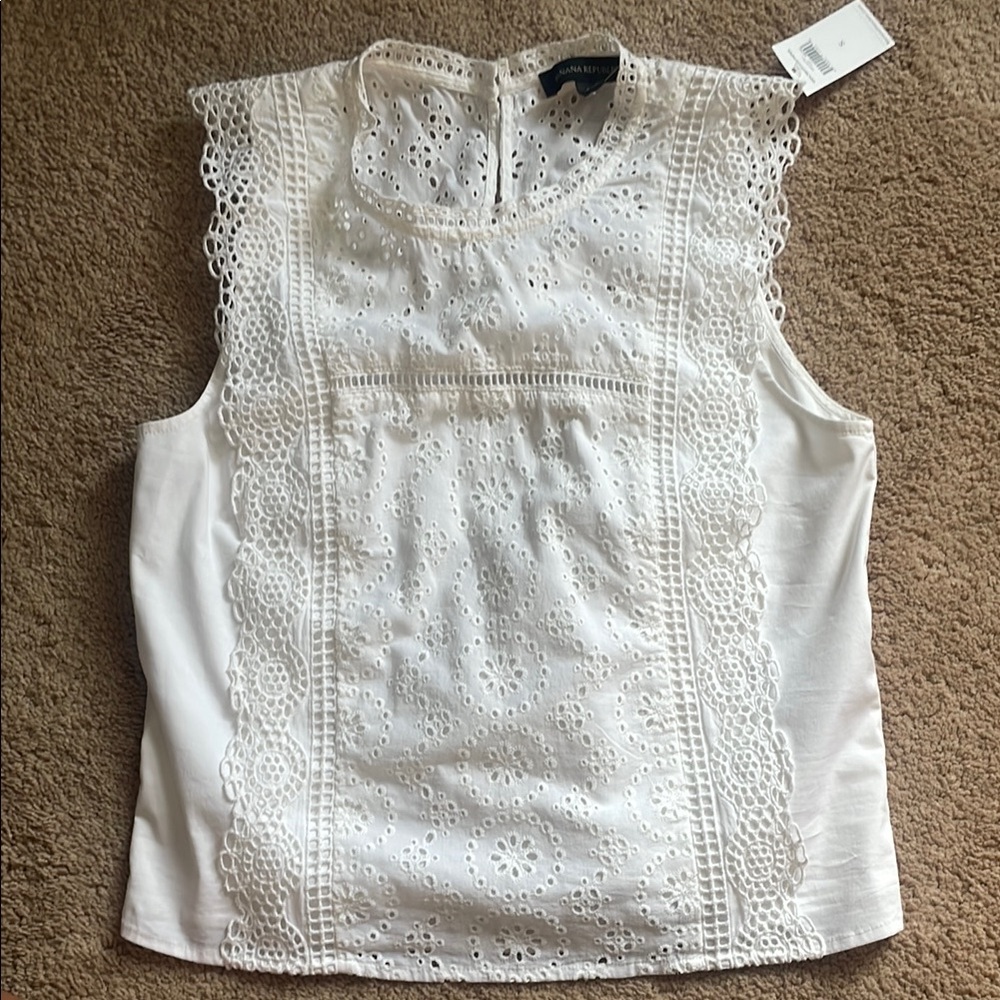 Banana Republic White Eyelet Lace Blouse